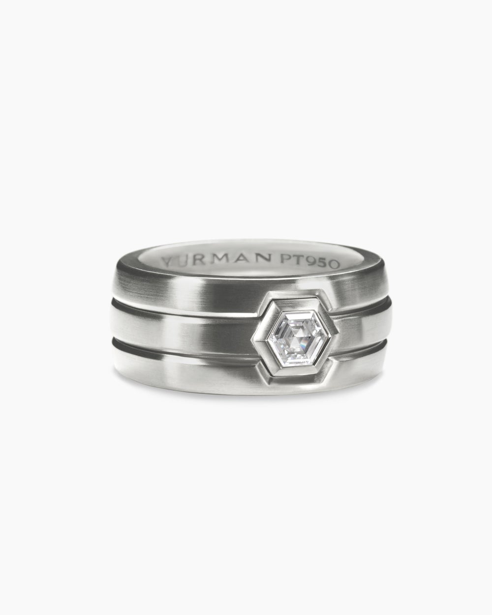 Mens Nesting Band Ring in Platinum with Center Diamond, 10mm