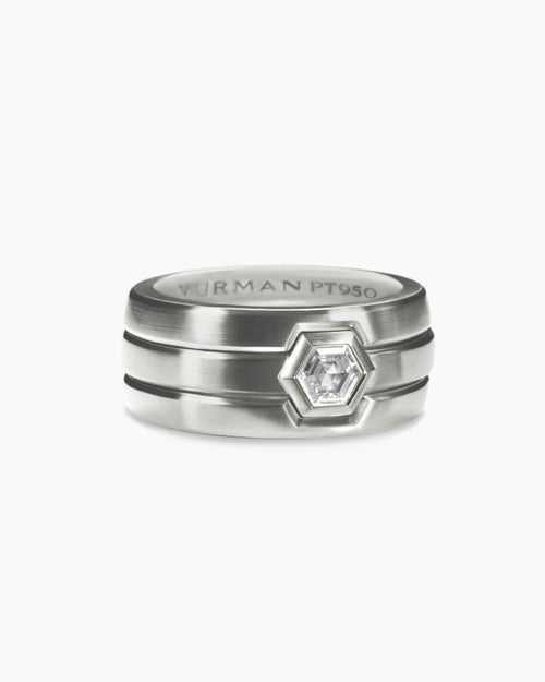 Mens Nesting Band Ring in Platinum with Center Diamond, 10mm