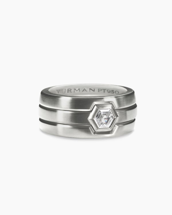 Nesting Band Ring in Platinum with Center Diamond, 10mm