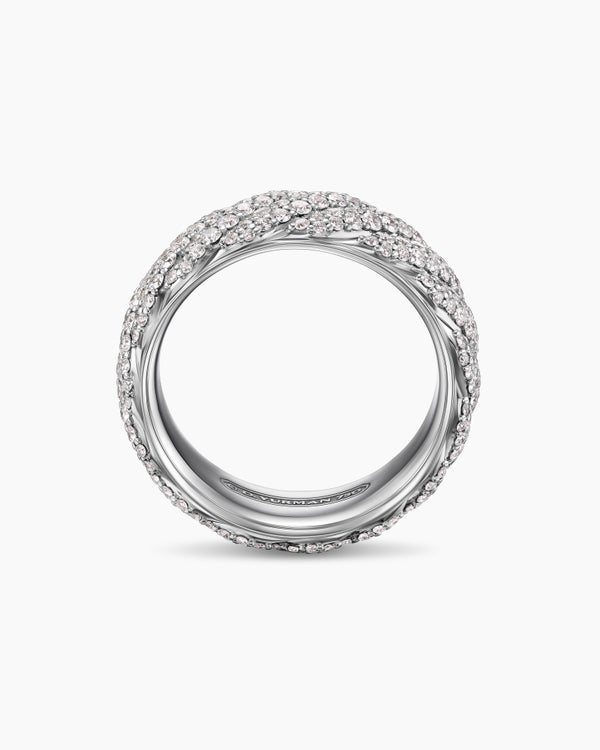 Cable Band Ring in 18K White Gold with Diamonds, 8.5mm