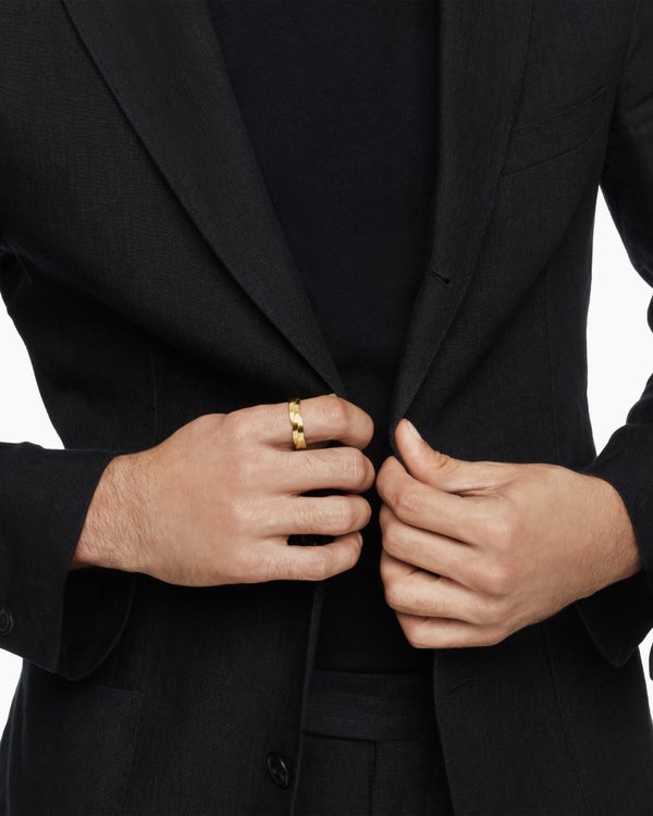 Bague bande DY Helios en or jaune 18 carats, 6 mm