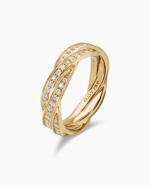 Mens DY Helios™ Band Ring in 18K Yellow Gold with Diamonds, 6mm