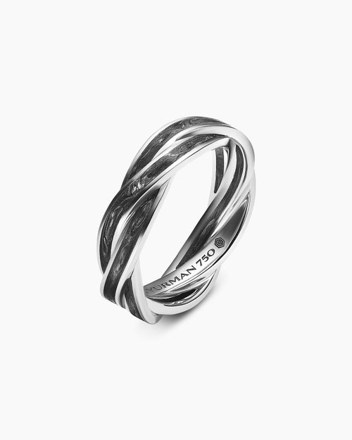Mens DY Helios Band Ring in 18K White Gold, 6mm
