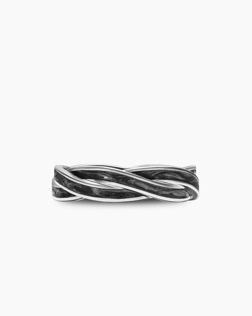 Mens DY Helios Band Ring in 18K White Gold, 6mm
