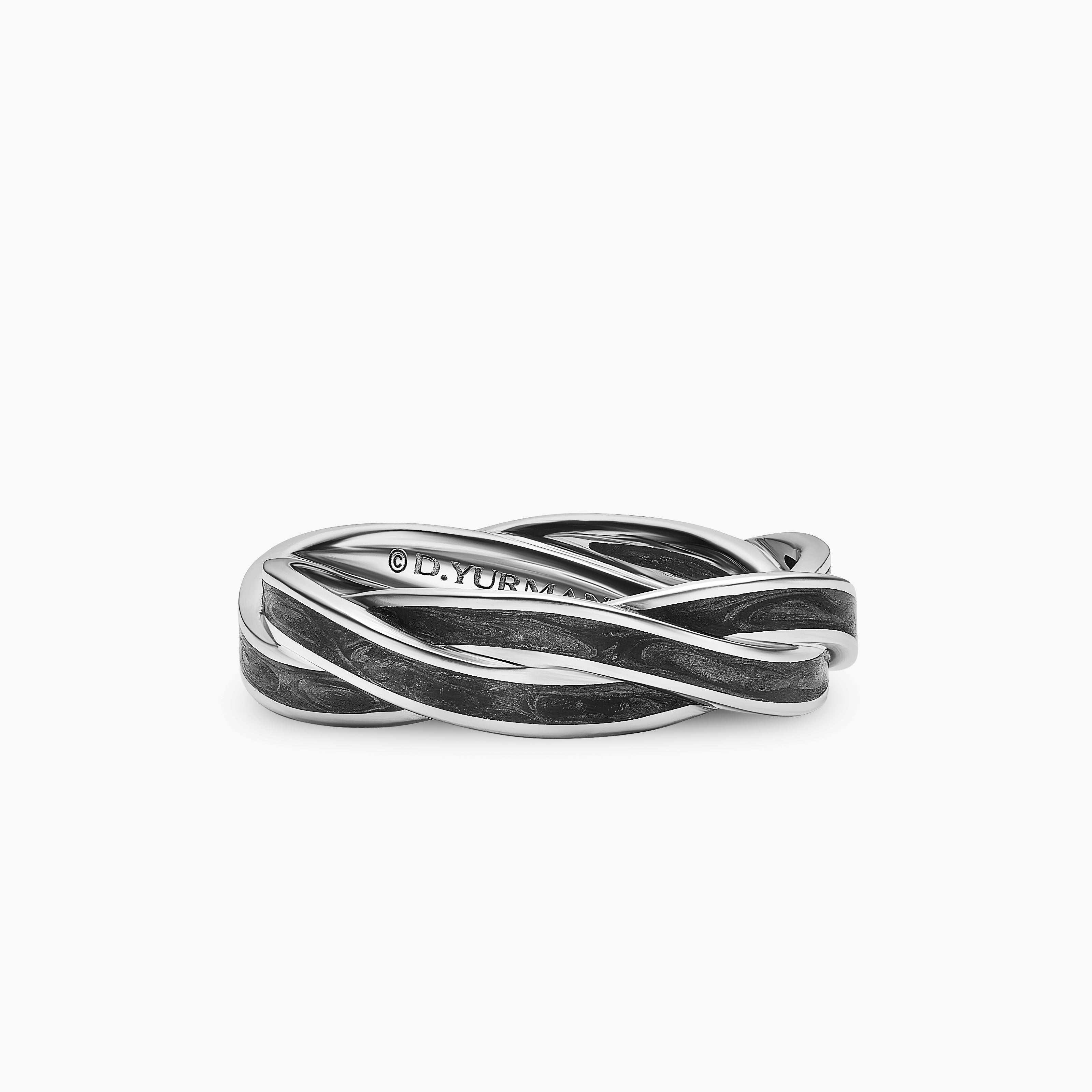 Mens DY Helios Band Ring in 18K White Gold, 6mm