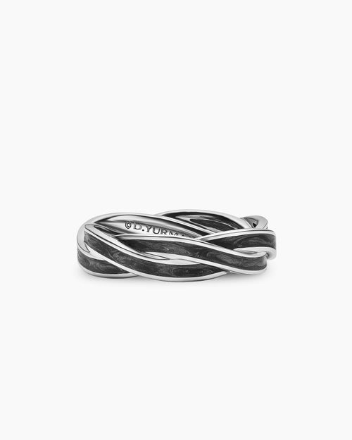 Mens DY Helios Band Ring in 18K White Gold, 6mm