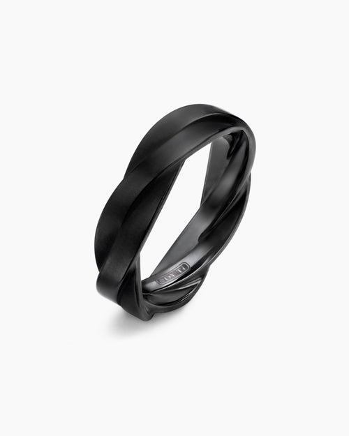 Mens DY Helios Band Ring in Black Titanium, 6mm