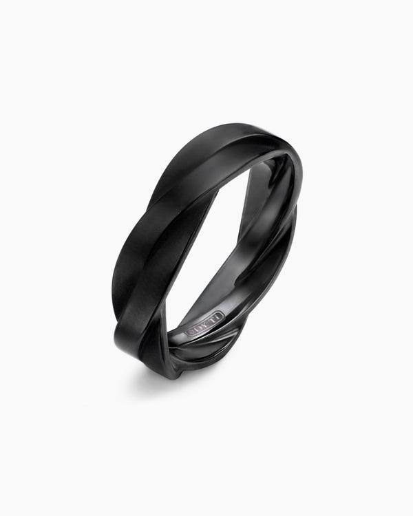 Bague bande DY Helios en titane noir, 6 mm