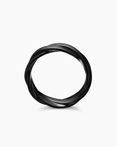 Mens DY Helios Band Ring in Black Titanium, 6mm