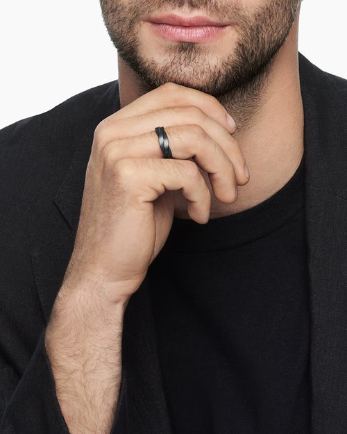 Mens DY Helios™ Band Ring in Black Titanium, 6mm