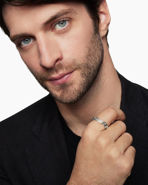 Mens DY Helios Band Ring in Sterling Silver, 6mm