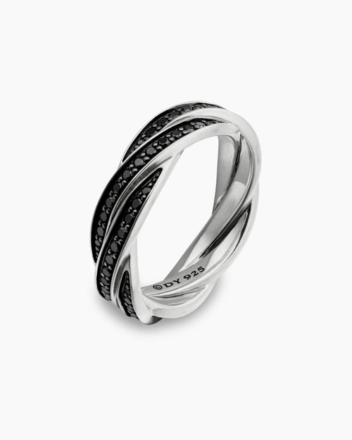 Mens DY Helios™ Band Ring in Sterling Silver with Black Diamonds, 6mm