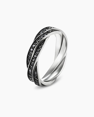 DY Helios™ Band Ring in Sterling Silver with Black Diamonds, 6mm