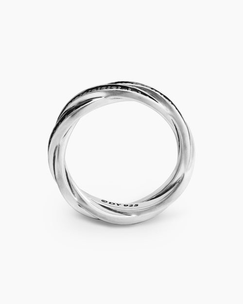 Mens DY Helios™ Band Ring in Sterling Silver with Black Diamonds, 6mm