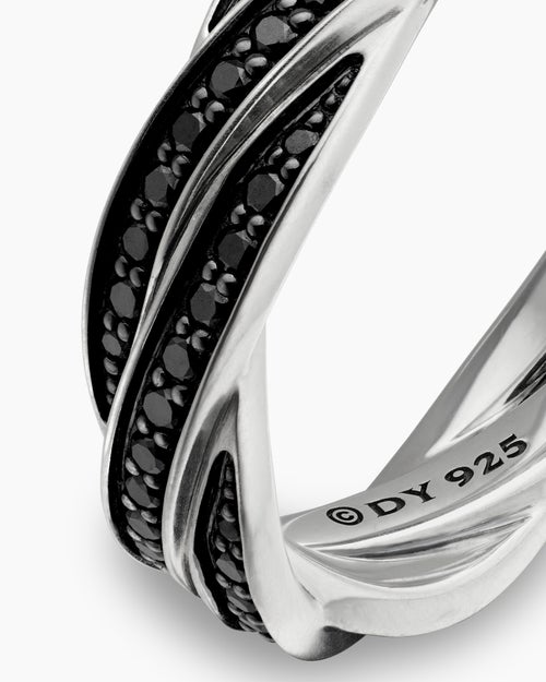 Mens DY Helios™ Band Ring in Sterling Silver with Black Diamonds, 6mm