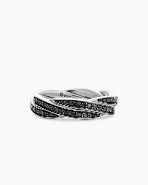 Mens DY Helios™ Band Ring in Sterling Silver with Black Diamonds, 6mm