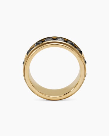 Pyramid Band Ring in Black Titanium with 18K Yellow Gold, 8mm