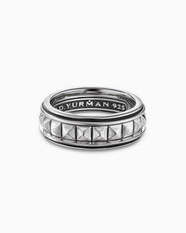 Pyramid Band Ring in Sterling Silver, 8mm