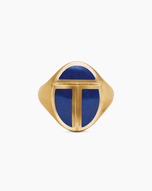 Cairo Signet Ring in 18K Yellow Gold with Lapis, 23.6mm