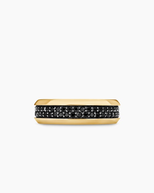 Mens Beveled Two Row Band Ring in 18K Yellow Gold, 8mm