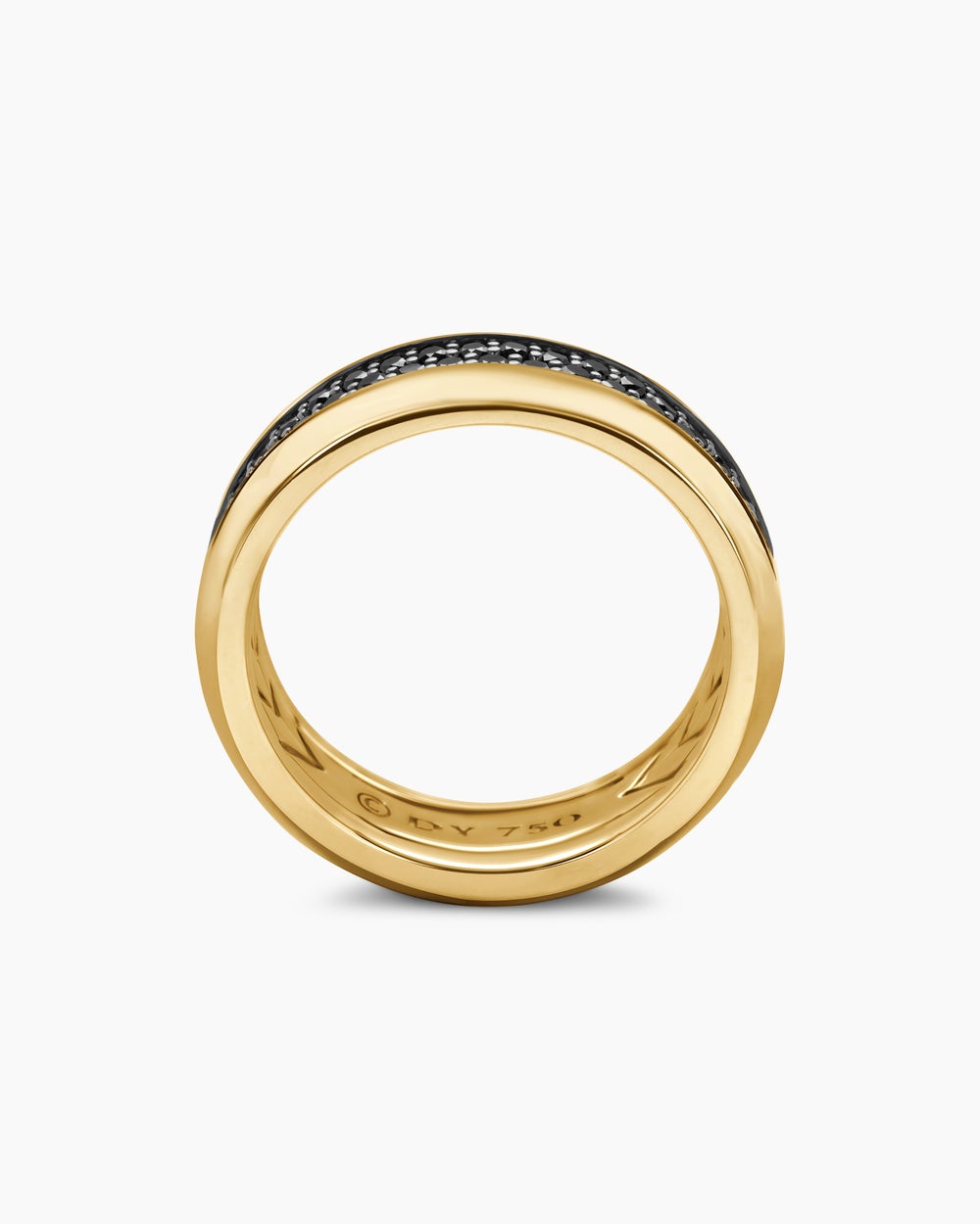Mens Beveled Two Row Band Ring in 18K Yellow Gold, 8mm