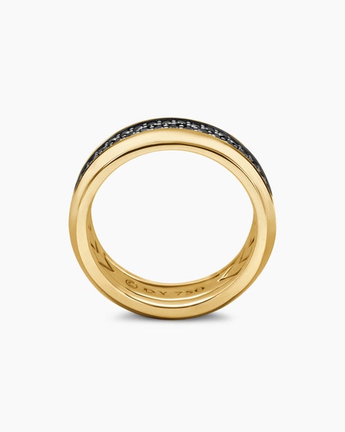 Mens Beveled Two Row Band Ring in 18K Yellow Gold, 8mm