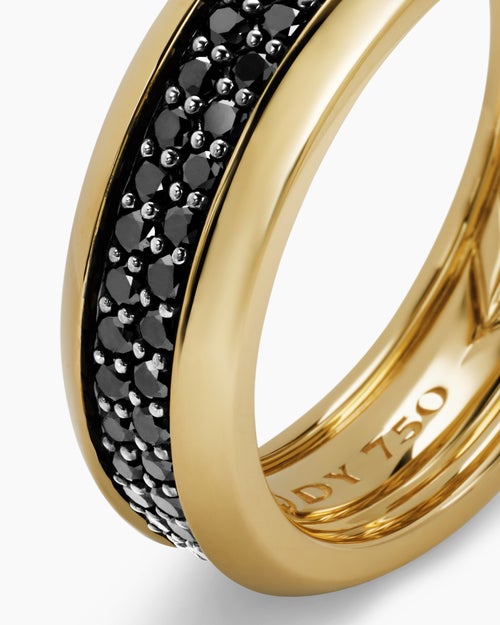 Mens Beveled Two Row Band Ring in 18K Yellow Gold, 8mm