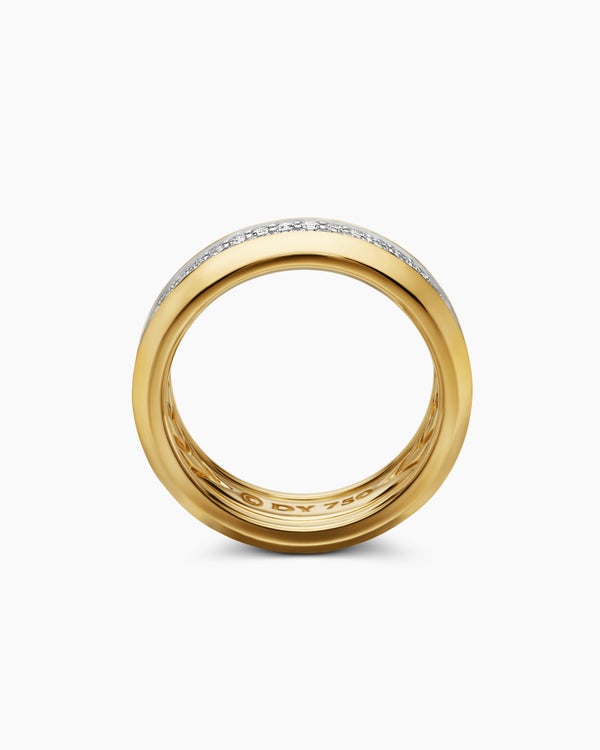 Anneau à deux rangs biseauté en or jaune 18 carats, 8 mm