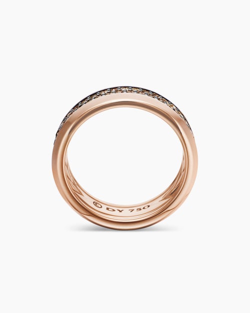 Mens Beveled Two Row Band Ring in 18K Rose Gold, 8mm