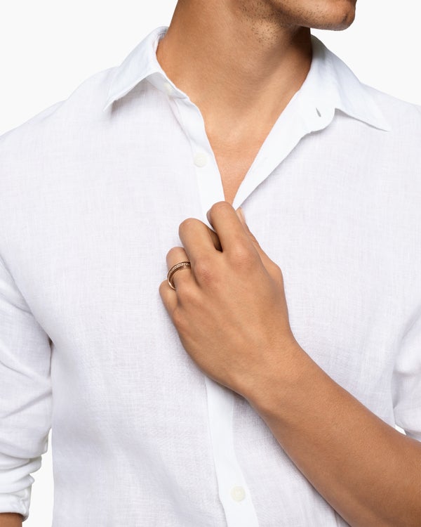 Beveled Two Row Band Ring in 18K Rose Gold, 8mm