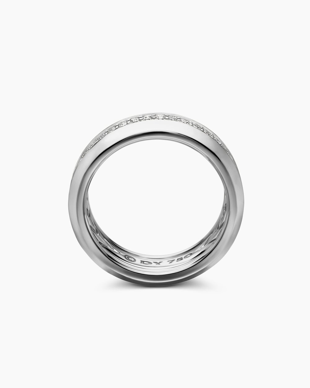 Anneau à deux rangs Beveled en or blanc 18 carats avec diamants, 8 mm hommes