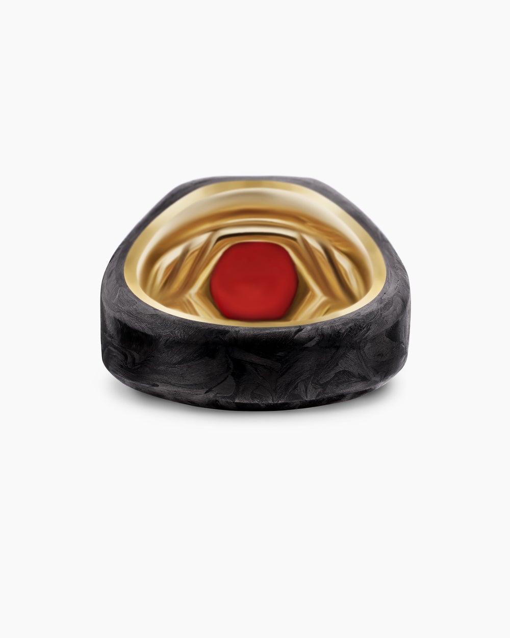 Mens Streamline Hexagonal Signet Ring with 18K Yellow Gold, 17.7mm