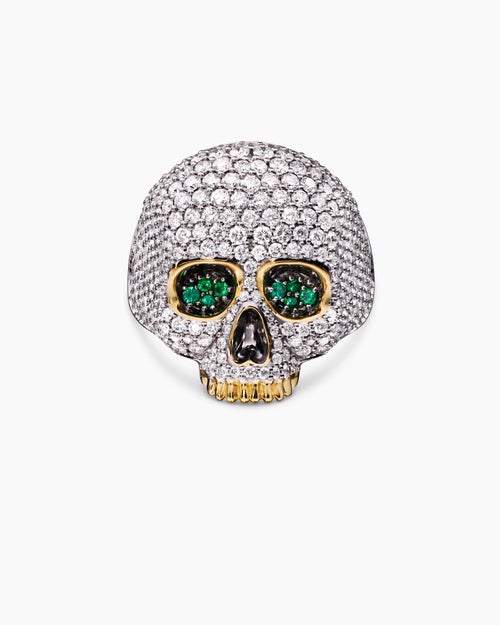 Mens Memento Mori Skull Ring in 18K Yellow Gold, 26mm