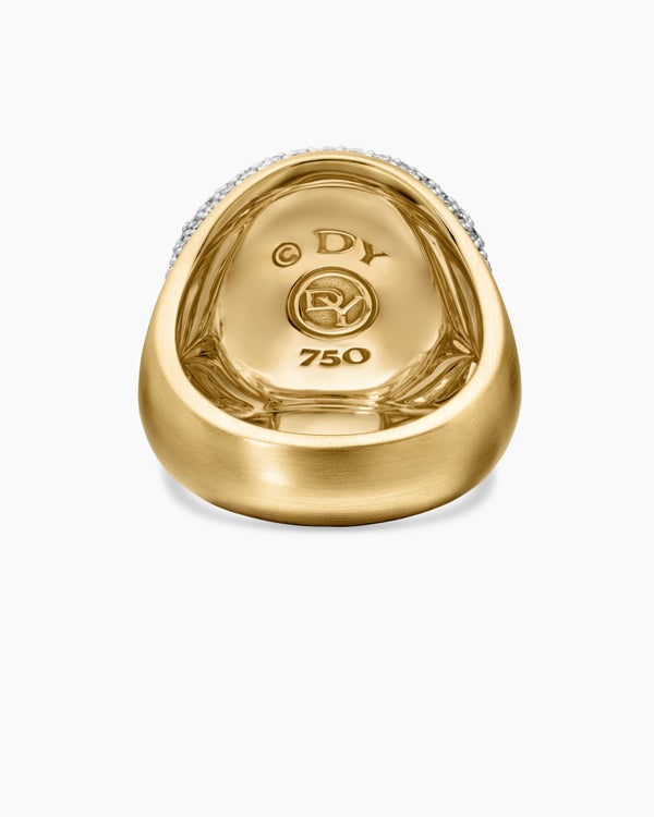 Bague crâne Memento Mori en or jaune 18 carats avec diamants et émeraudes, 26 mm