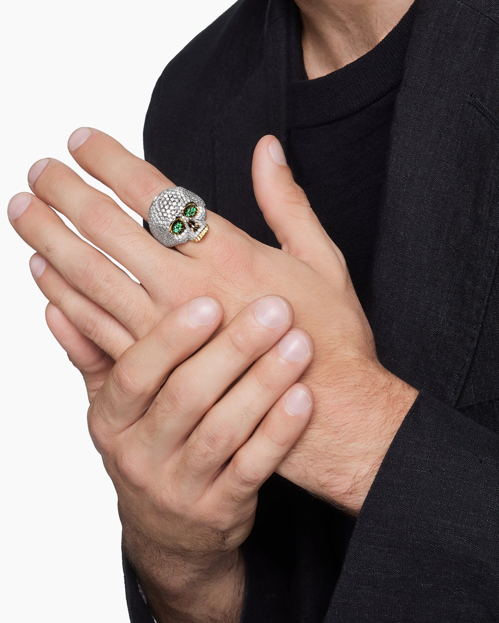 Mens Memento Mori Skull Ring in 18K Yellow Gold, 26mm