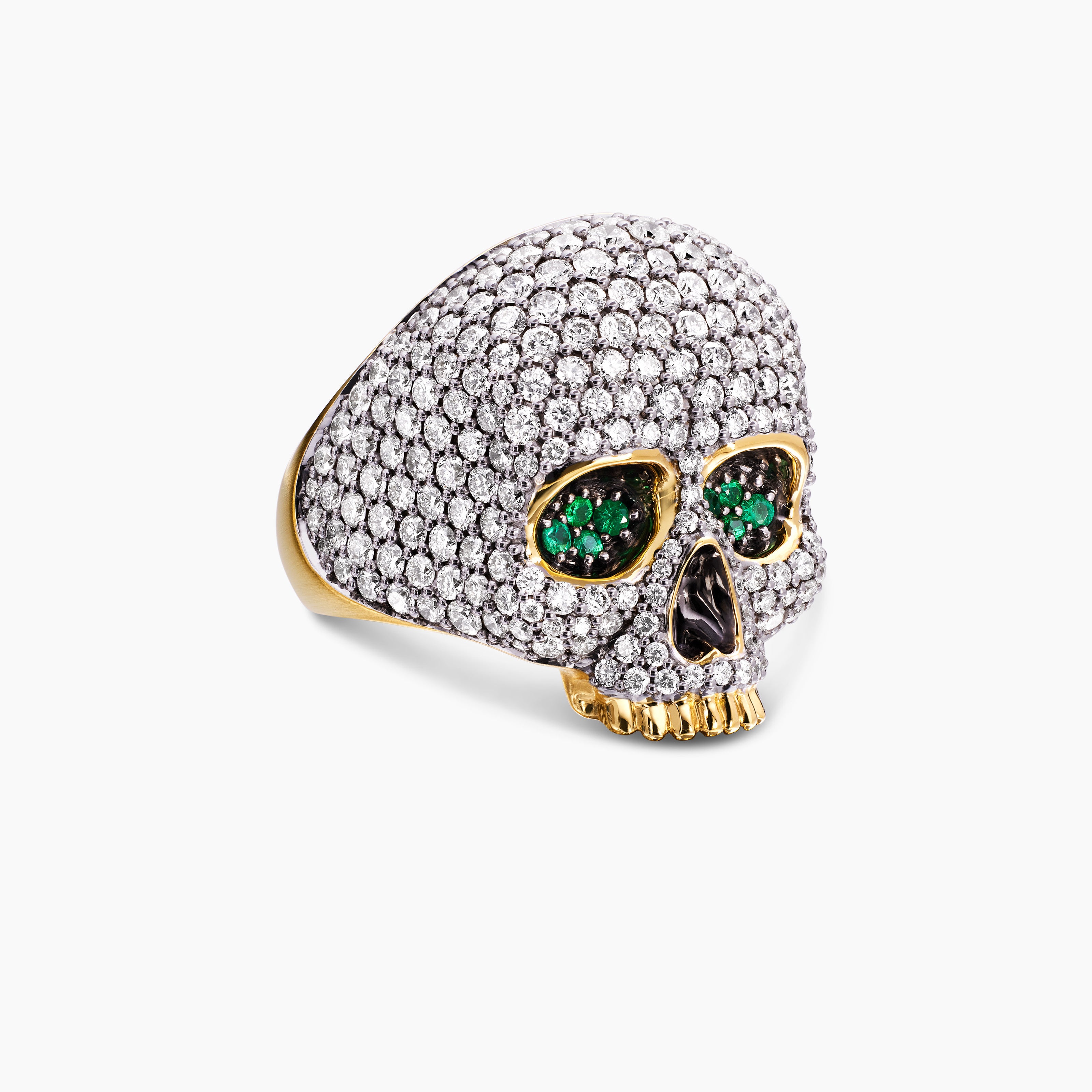 Mens Memento Mori Skull Ring in 18K Yellow Gold, 26mm