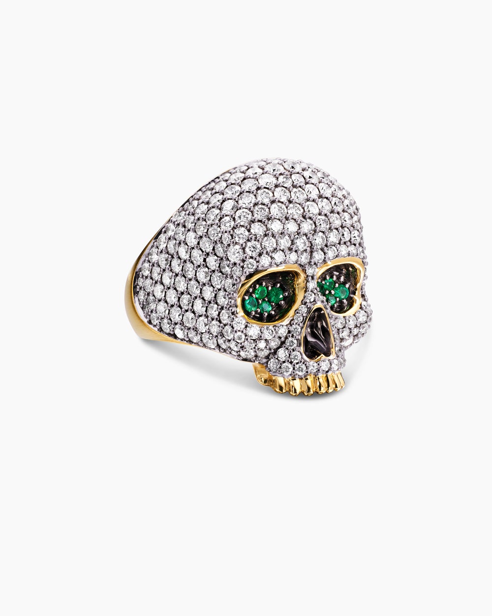 Mens Memento Mori Skull Ring in 18K Yellow Gold, 26mm