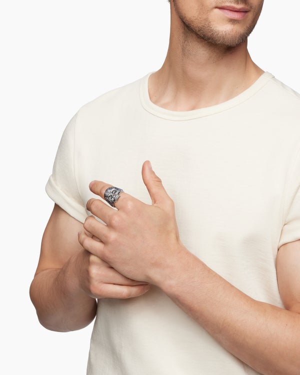 Bague crâne Memento Mori en argent sterling, 26 mm