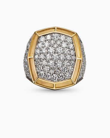 Streamline Signet Ring in 18K Yellow Gold with Pavé, 23mm