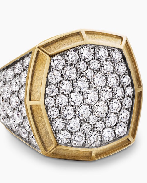 Mens Streamline® Bold Signet Ring in 18K Yellow Gold with Diamonds, 23.4mm