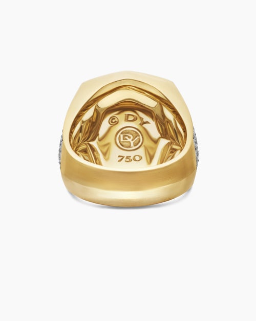 Mens Streamline® Bold Signet Ring in 18K Yellow Gold with Diamonds, 23.4mm