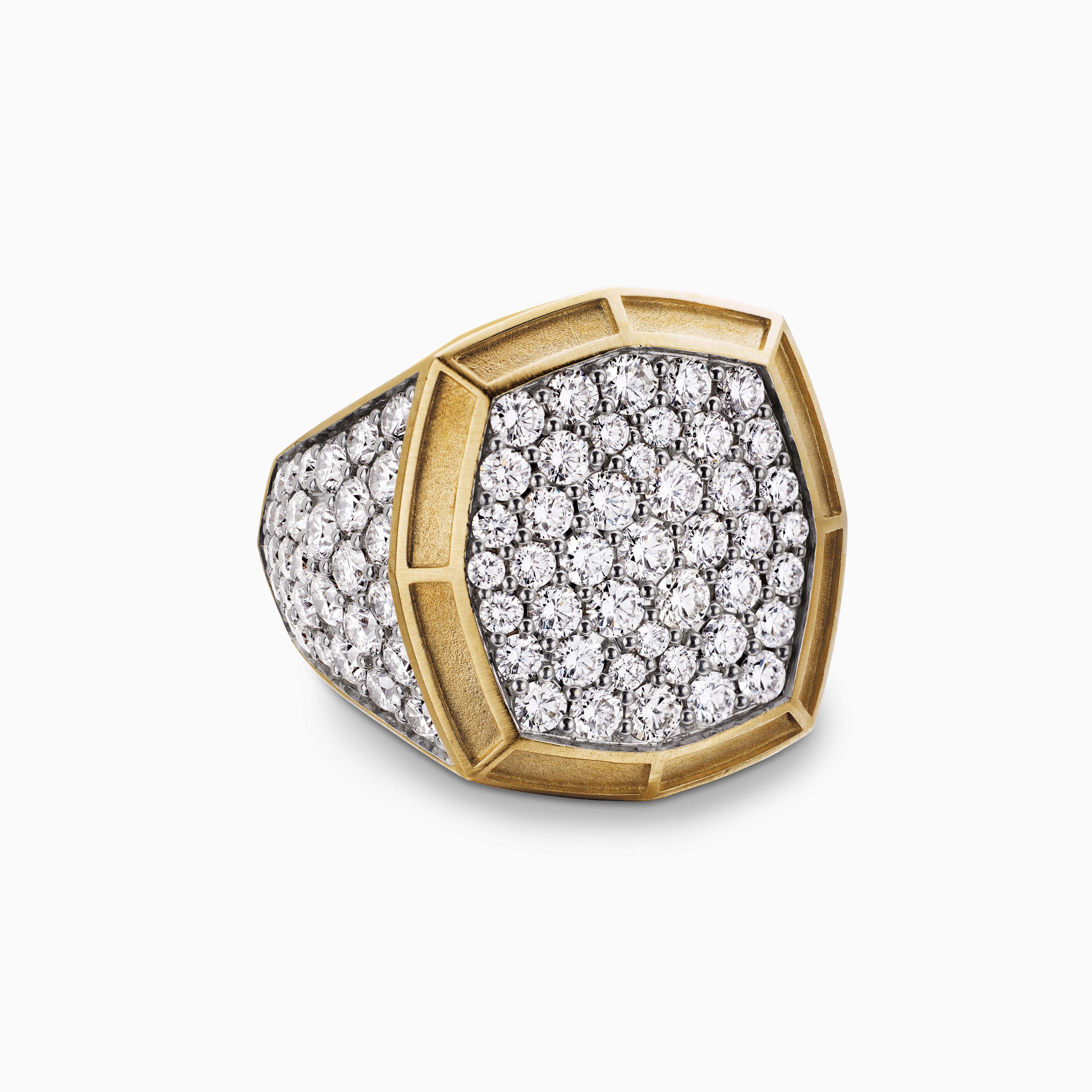 Mens Streamline&reg; Bold Signet Ring in 18K Yellow Gold with Diamonds, 23.4mm
