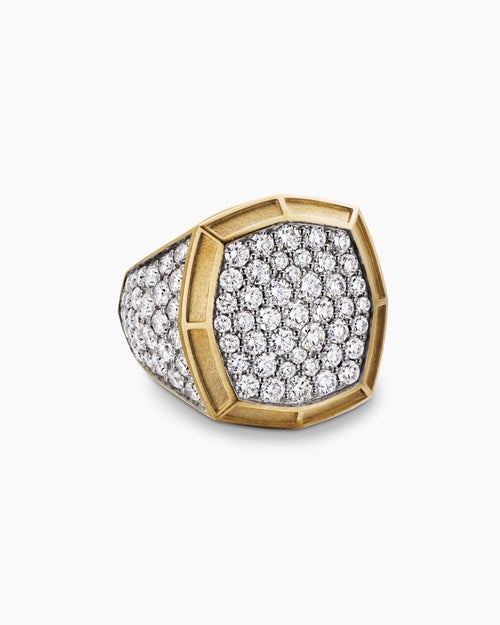 Mens Streamline® Bold Signet Ring in 18K Yellow Gold with Diamonds, 23.4mm
