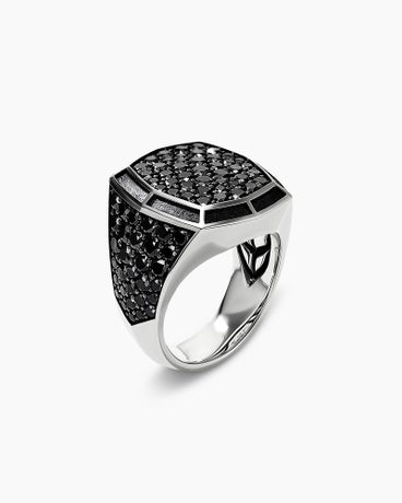 Streamline® Signet Ring in Sterling Silver with Black Diamonds, 23mm