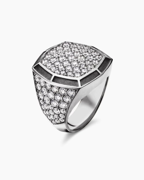 Mens Streamline® Bold Signet Ring in Sterling Silver with Diamonds, 23.4mm