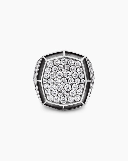 Mens Streamline® Bold Signet Ring in Sterling Silver with Diamonds, 23.4mm