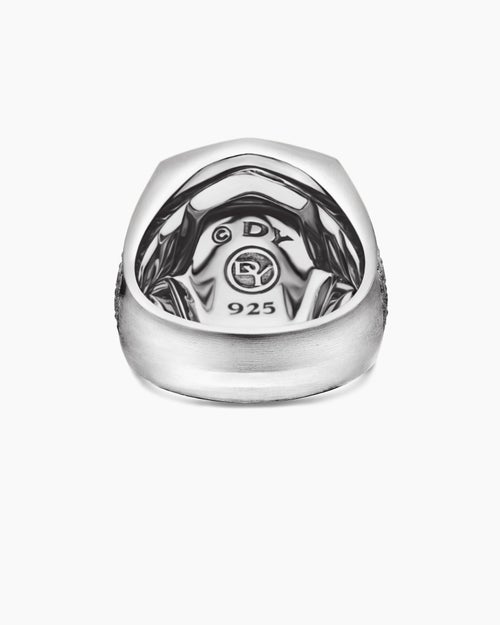 Mens Streamline® Bold Signet Ring in Sterling Silver with Diamonds, 23.4mm