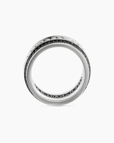 Pyramid Band Ring in Sterling Silver with Black Diamonds, 6mm