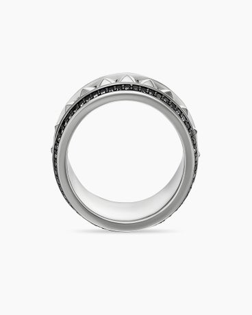 Pyramid Band Ring in Sterling Silver with Black Diamonds, 8mm