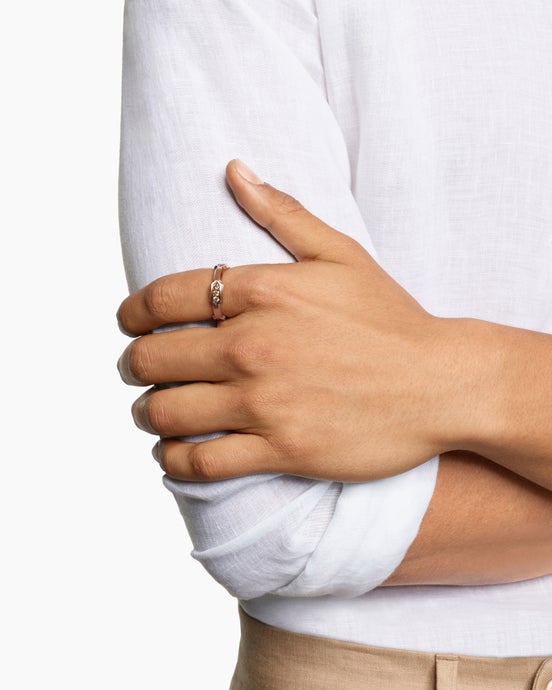 Faceted Station Band Ring in 18K Rose Gold, 6mm